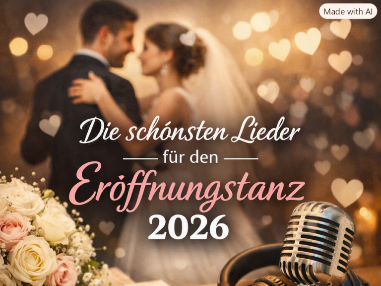 Die schönsten Lieder für den Eröffnungstanz 2027 Die besten Songs für euren Eröffnungstanz: romantische Balladen, moderne Hits und Klassiker – mit Tipps zur Auswahl. Aus 25+ Jahren DJ-Erfah